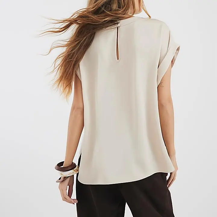 Custom Cream Short Sleeve Cuffed T Shirt