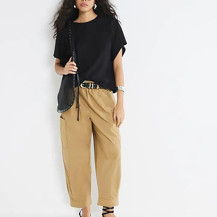 Custom Drape Sleeve Woven Women T-Shirt