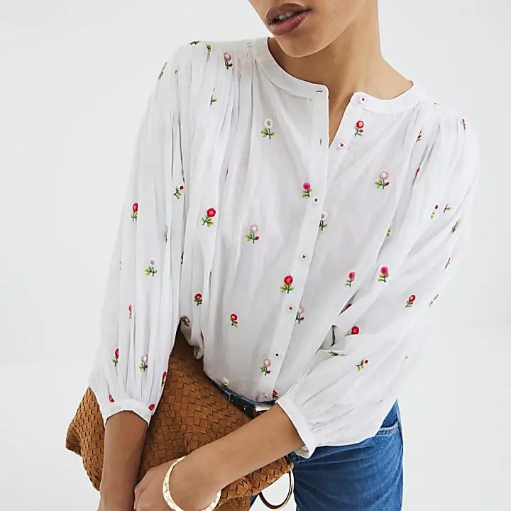 Custom Floral Embroidered Blouse