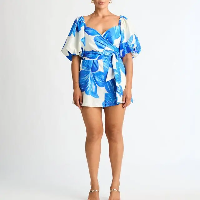 Factory New Style ballon sleeves Jumpsuits Causal Elegant Women's Printed Bodysuits .jpg