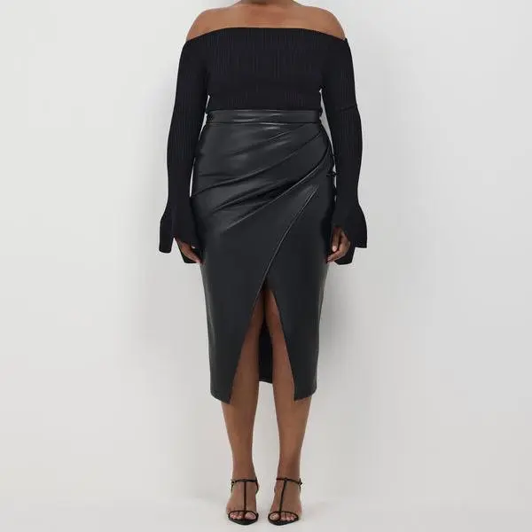 plus size womens Pu leather skirts.jpg