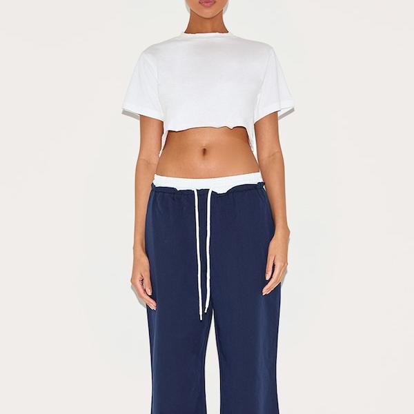Factory custom women Cotton White Oversized Crop T-Shirt.jpg