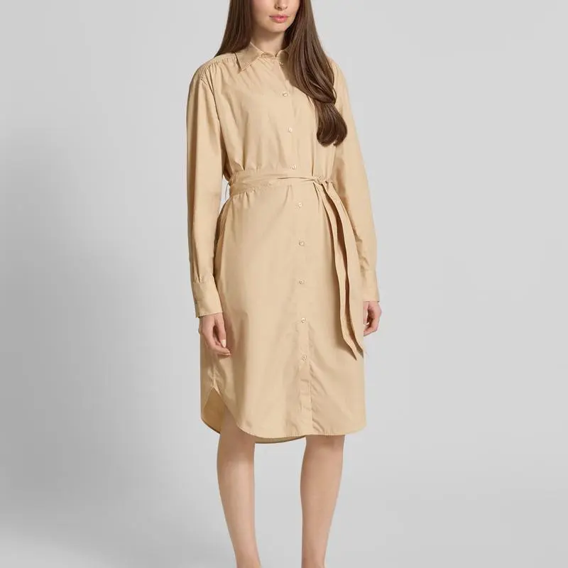Custom knee-length dress with tie belt