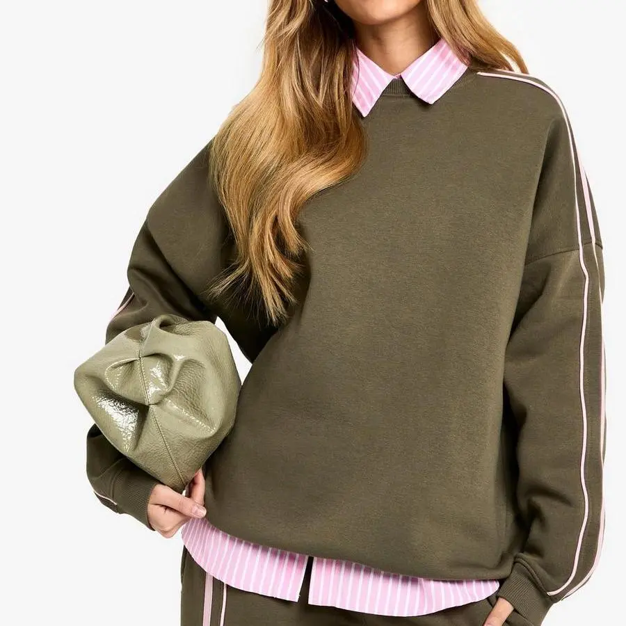 Custom Double Side Striped Oversized Sweatshirt