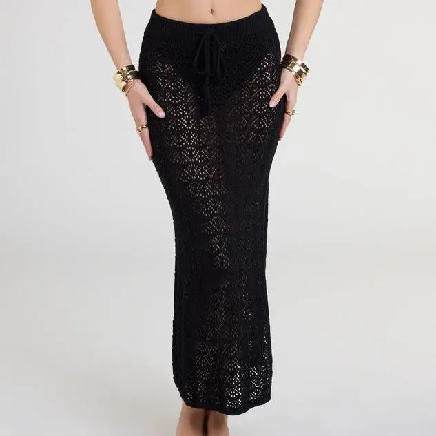 Clothing factory custom Bohemian Vibes Crochet women Knit long Skirt.jpg