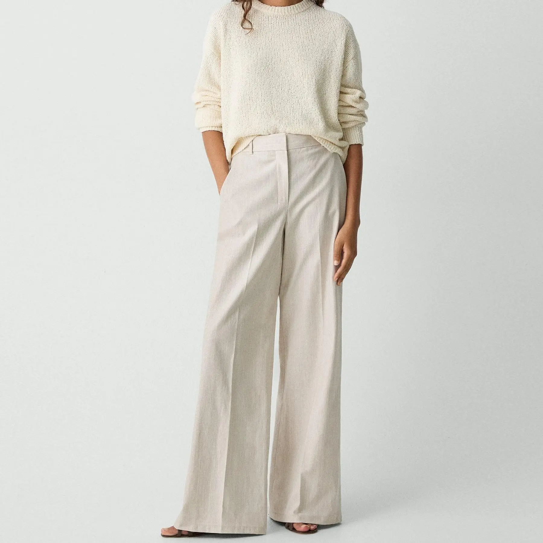 Custom High-Waist Wide-Leg Pant in Striped Canvas
