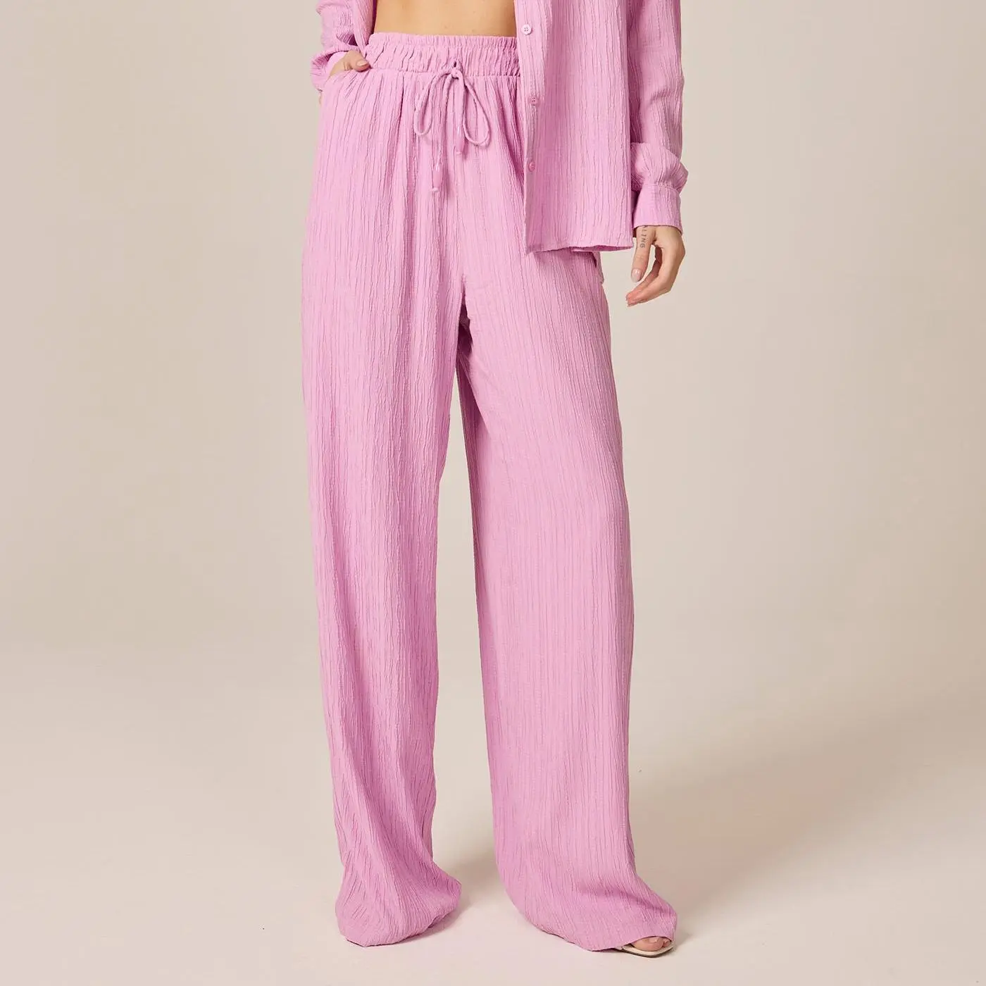 Custom Wide textured lilac pants