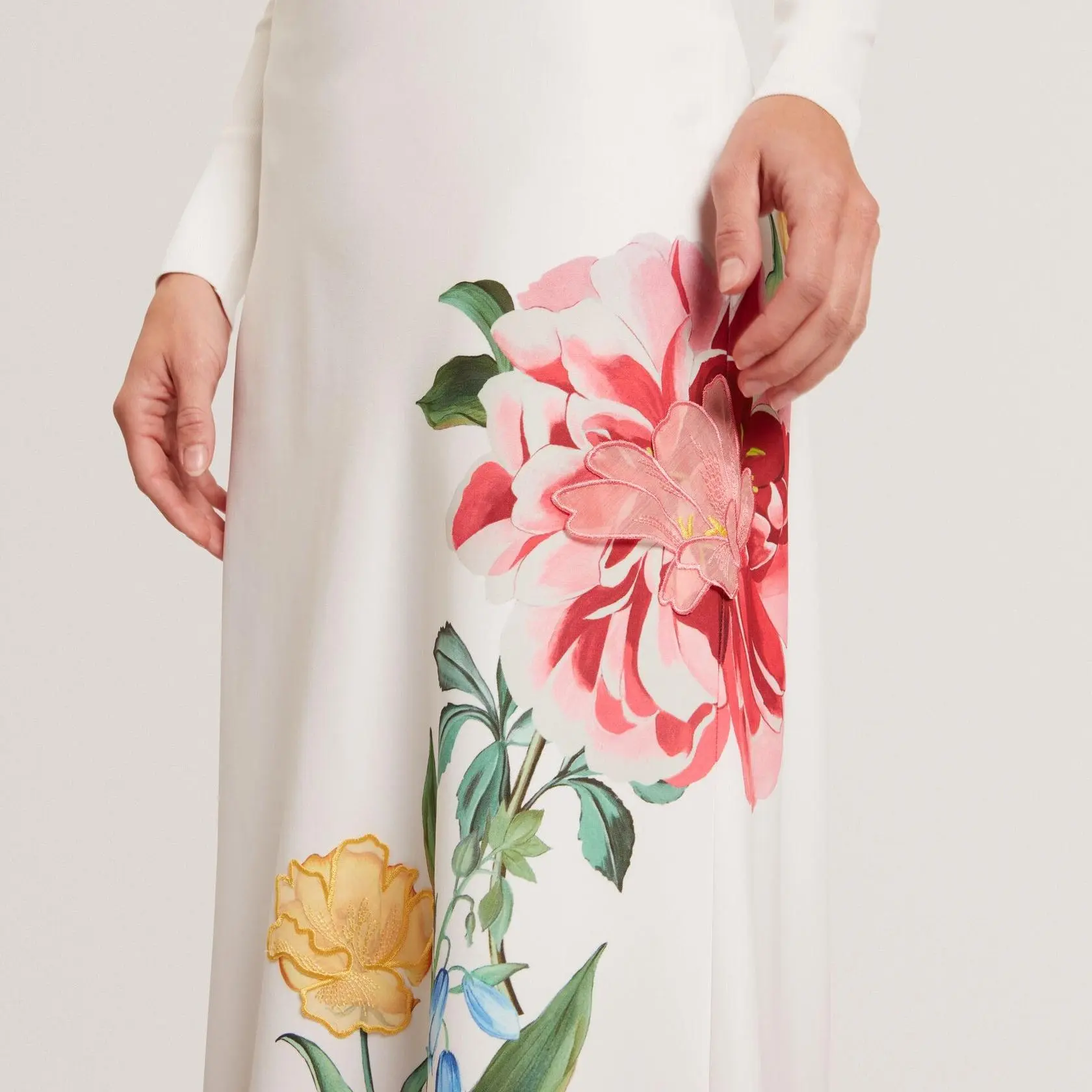 Floral Print Detail Column Midi Skirt (5).jpg