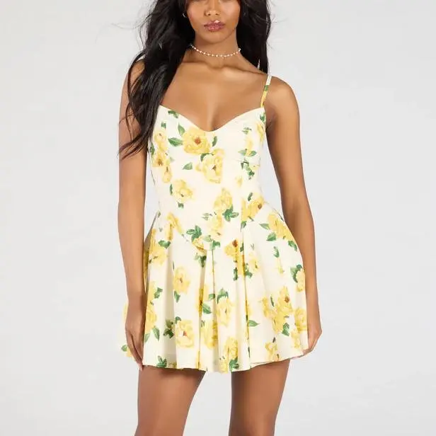 Factory wholesale Custom Kissed By Blooms Corset women summer Floral Dress