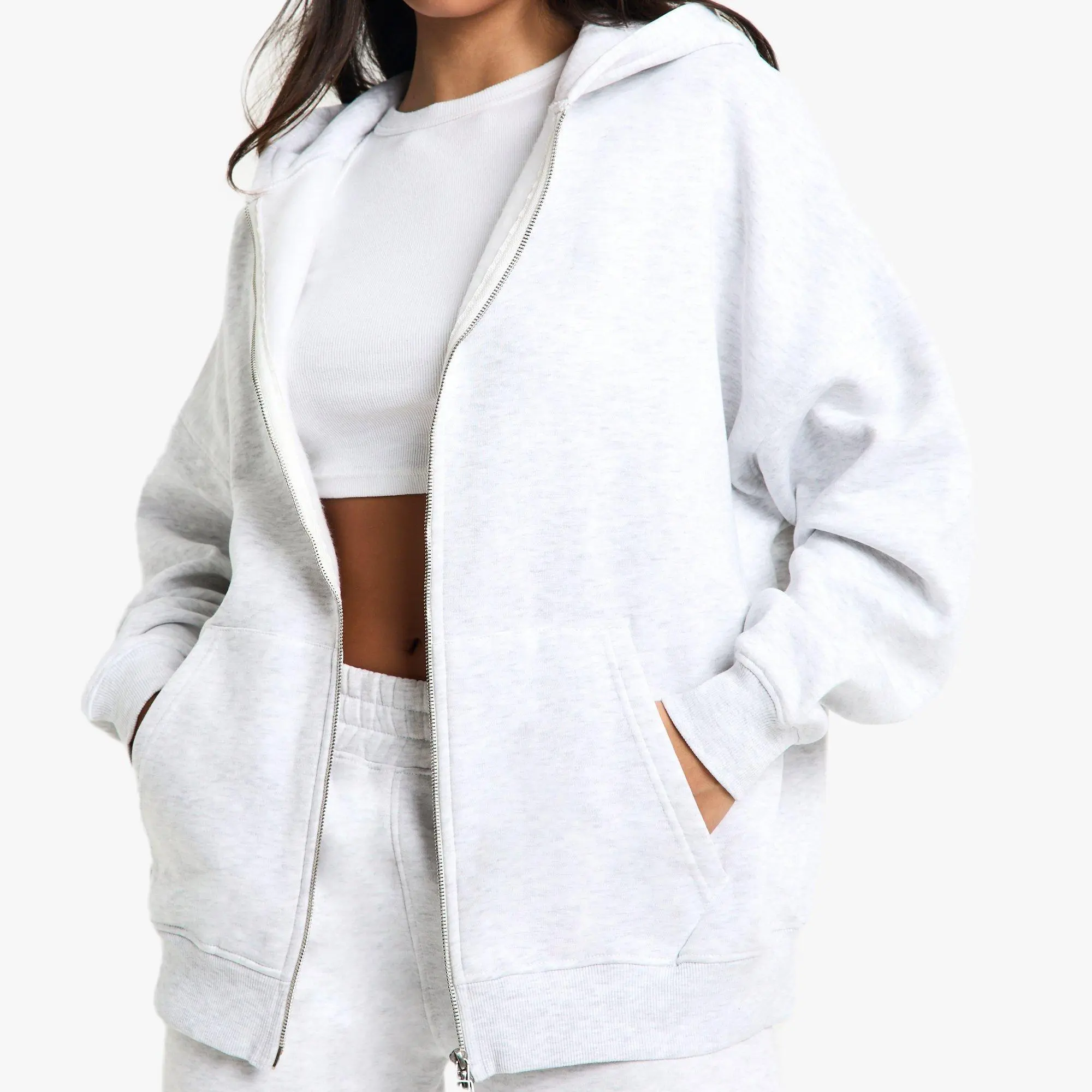 Custom Oversized Double Zip Through Hoodie
