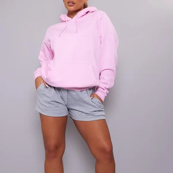Factory custom women  Baby Pink Oversized Fit Sweat Hoodie.jpg
