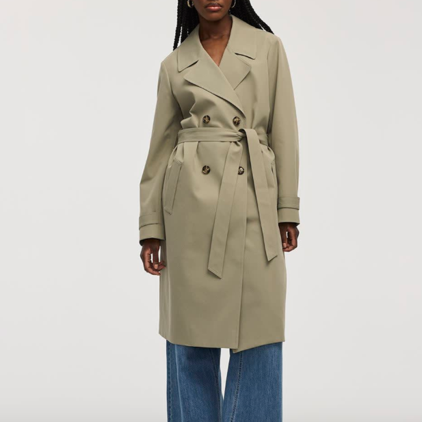 Khaki Double - breasted Trench Coat