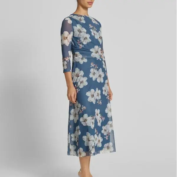 Custom cocktail blue pleats dress