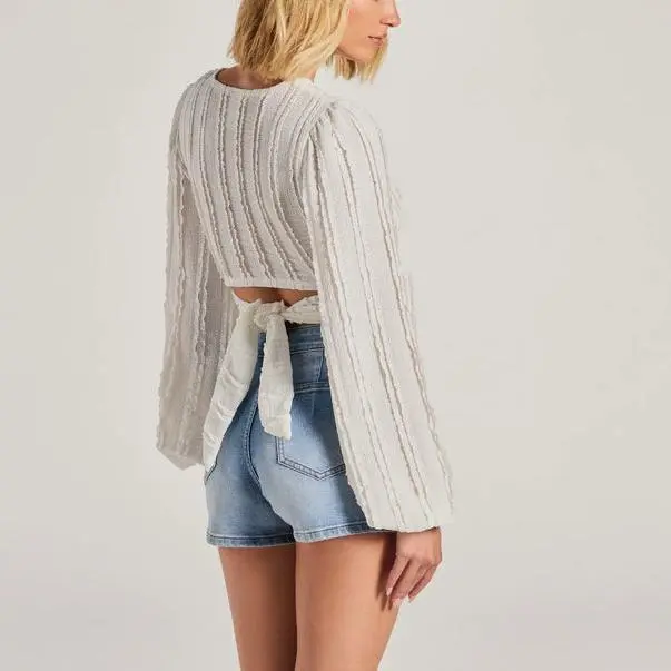 women Long Sleeve Ruffle Lace Trim elegant blouse.jpg
