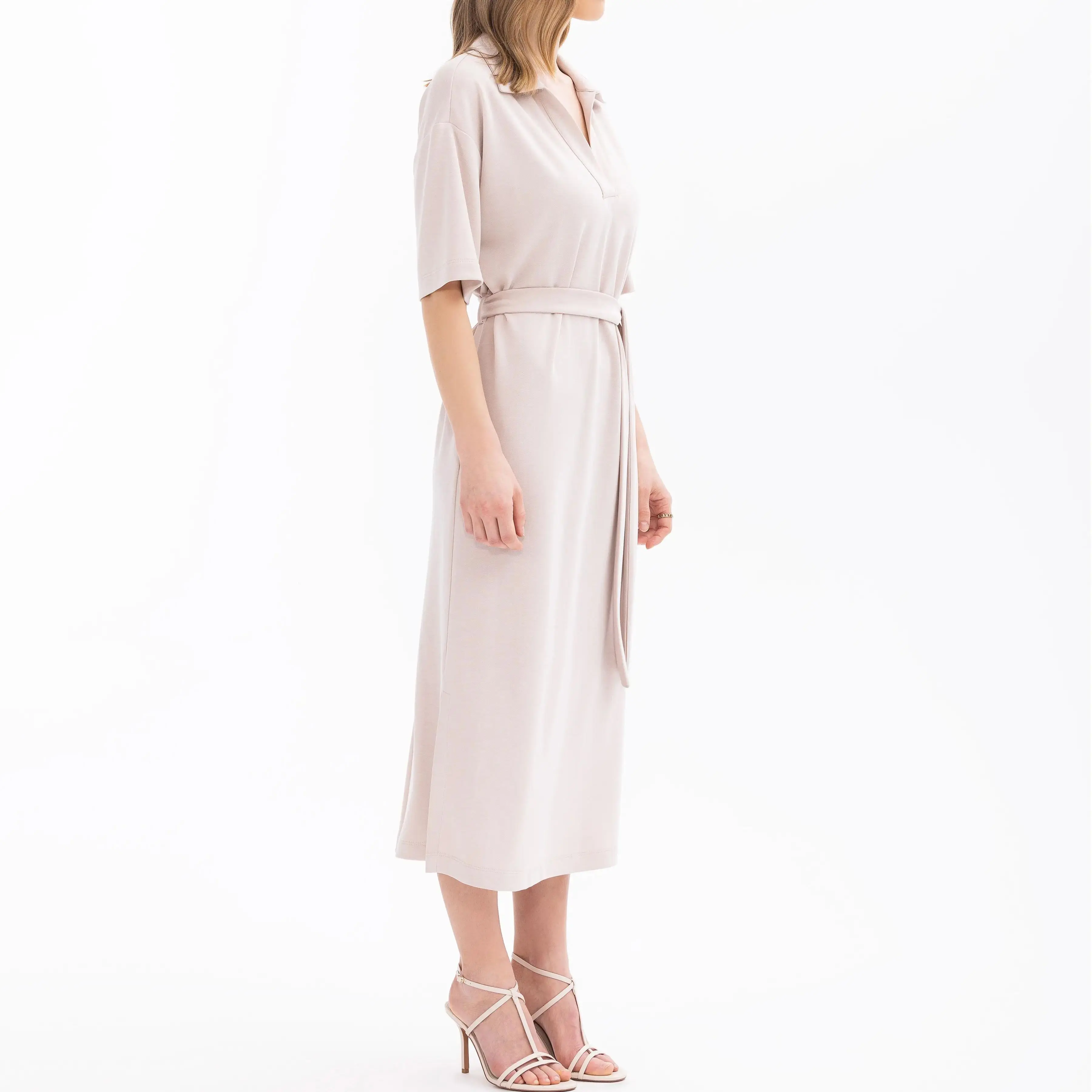 belted short sleeve dress5