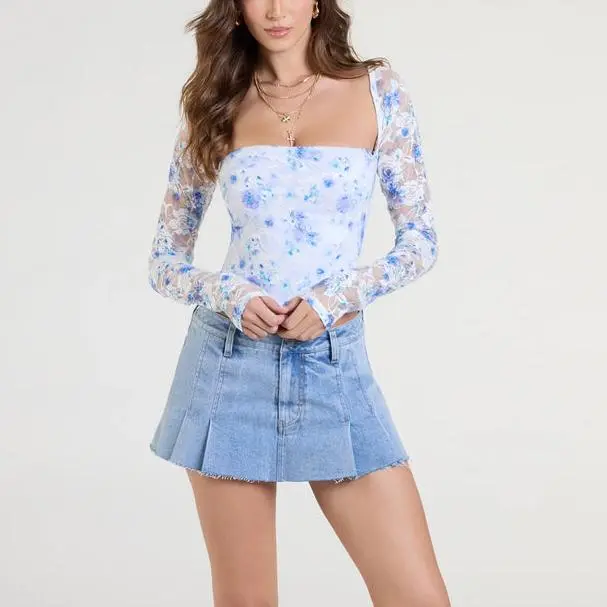 New custom women Floral Lace wholesale women's blouses