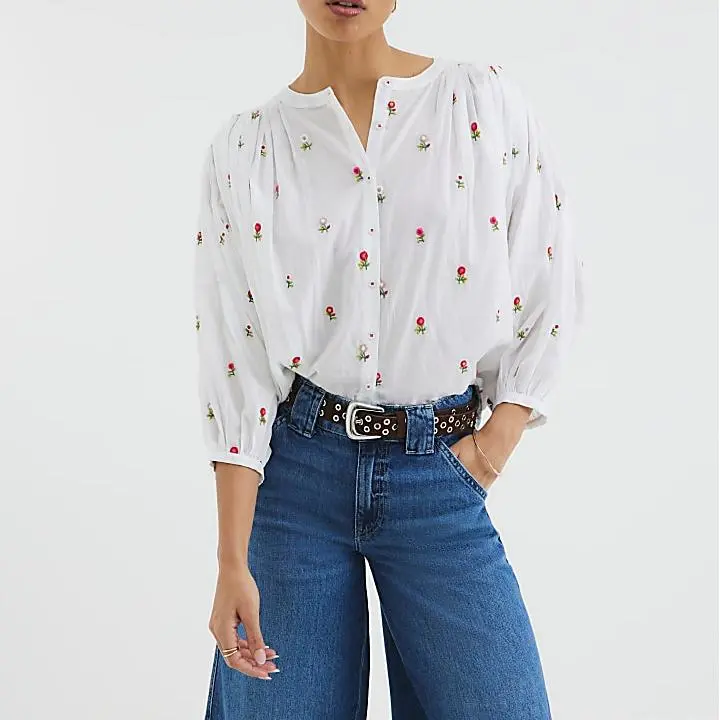 Custom Floral Embroidered Blouse