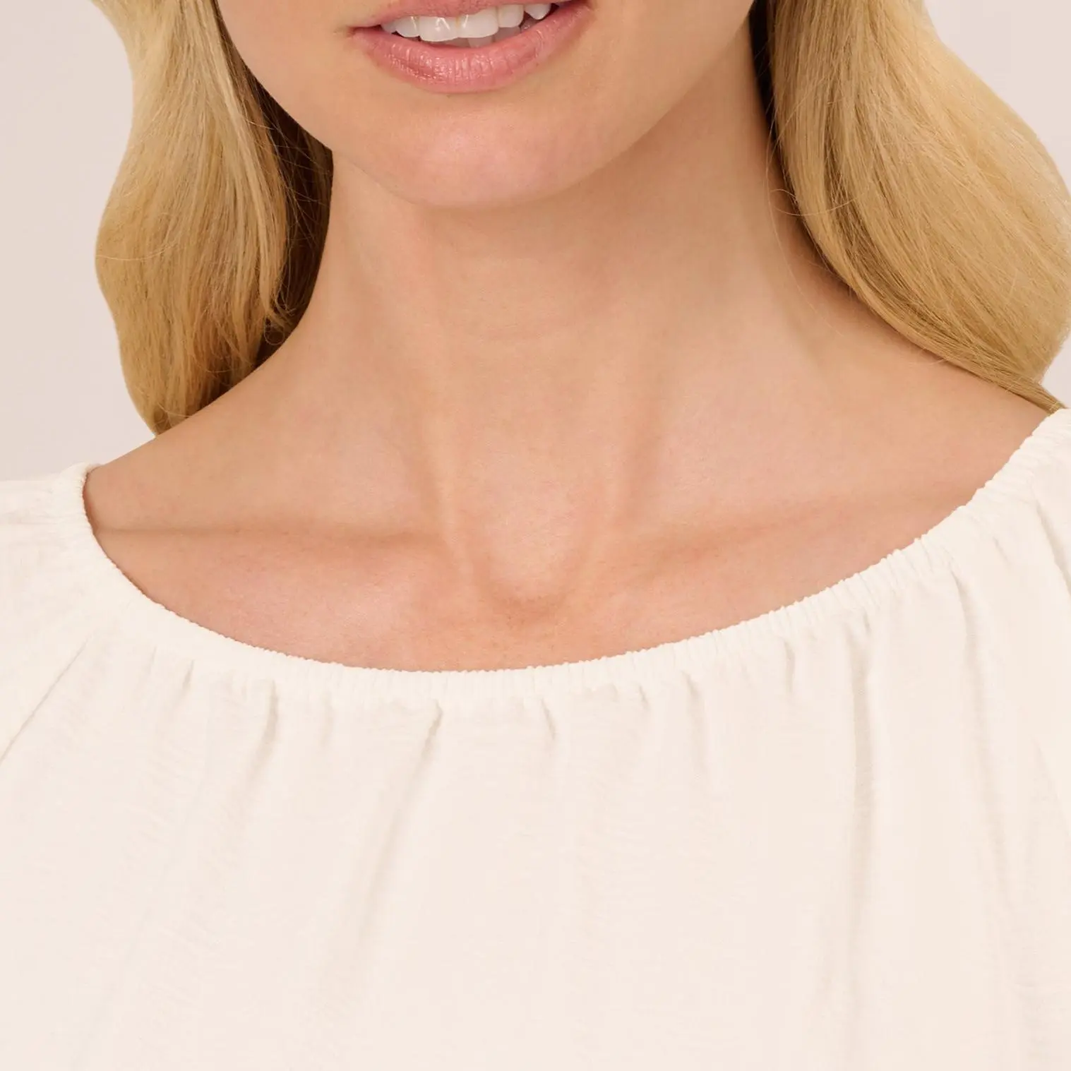 Custom Boat Neck Short Sleeve Scallop Edge Top