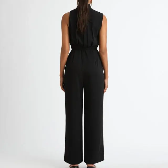 Factory custom Women's Jumpsuit Casual One Piece Outfits sleeveless Wide Leg Pants Rompers.jpg