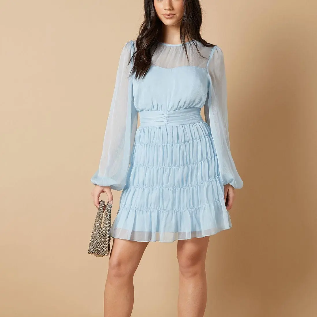 Factory custom Ruched Waist casual Mini dresses for women