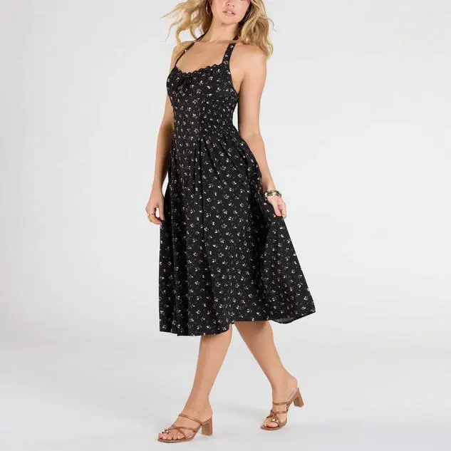 custom women A-Line Floral Midi Dress.jpg