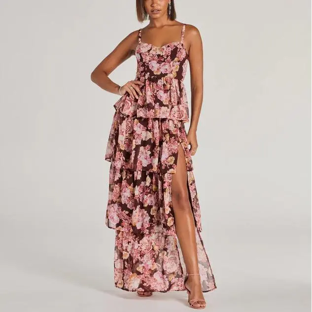 Custom wholesale Beyond Precious  women V-Neck Ruffle Babydoll Dress