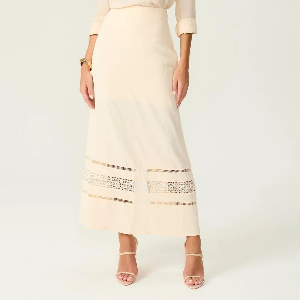 Custom Beige Insert Midi Skirt