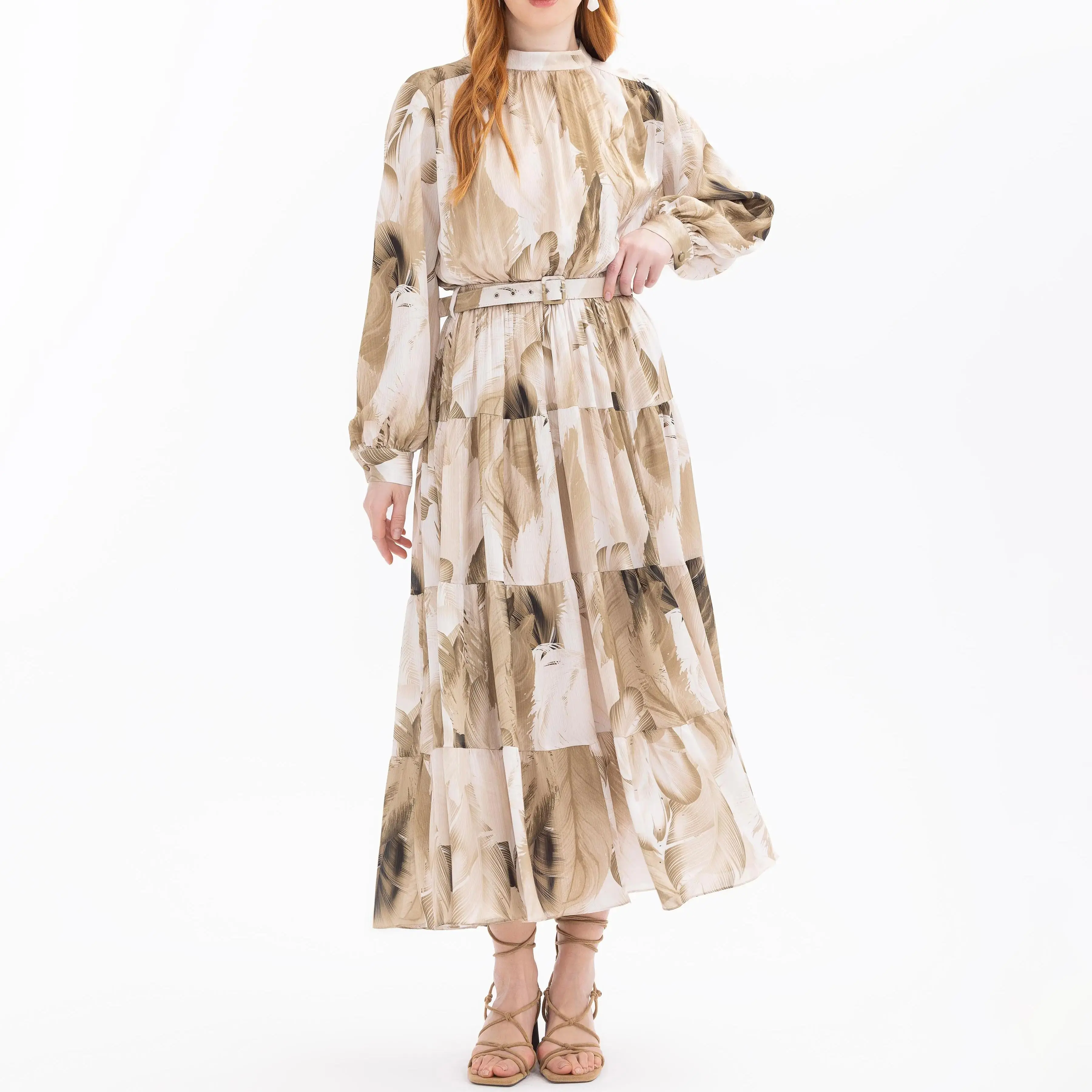 custom judge collar patterned belted dress