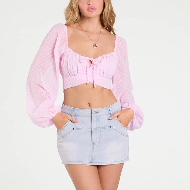 OEM ODM Women high quality Tie-Back Polka Dot Crop Top