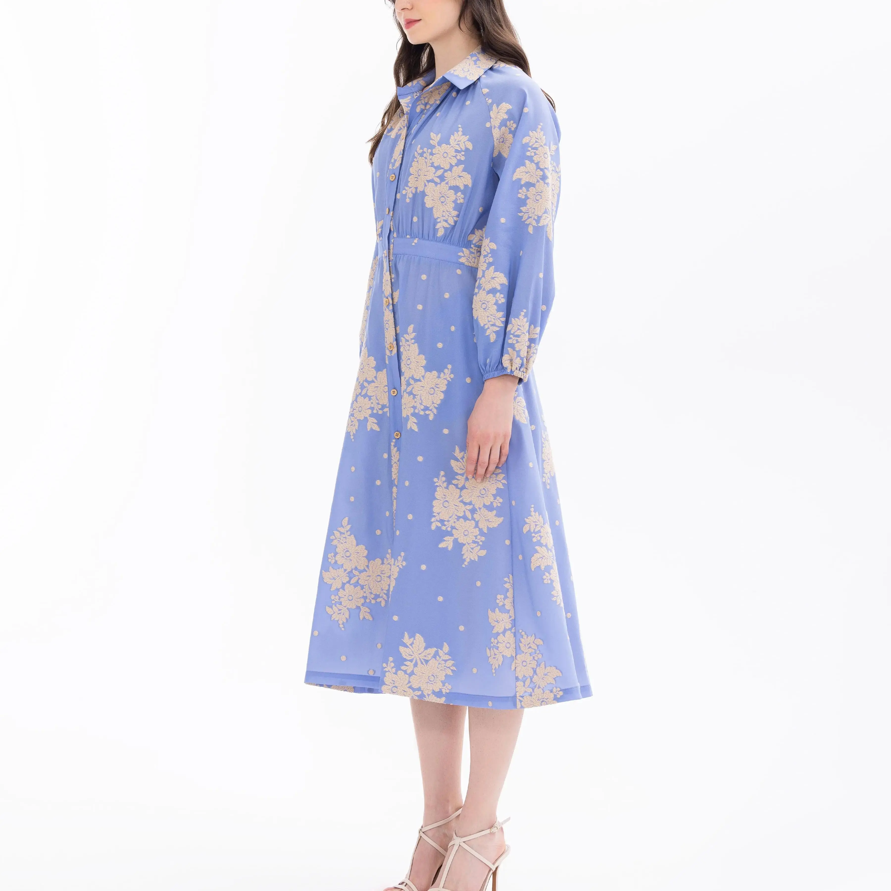 custom flower patterned buttoned dress