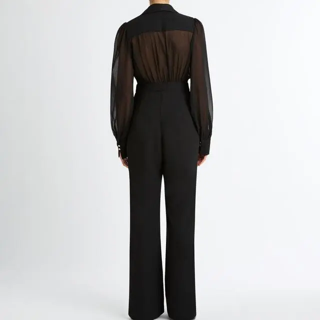 Fashion Design Women Wide Leg Jumpsuits Elegant Office Ladies Long Sleeve Jumpsuit.jpg