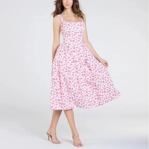 Rose Floral A-Line Midi Dress.jpg
