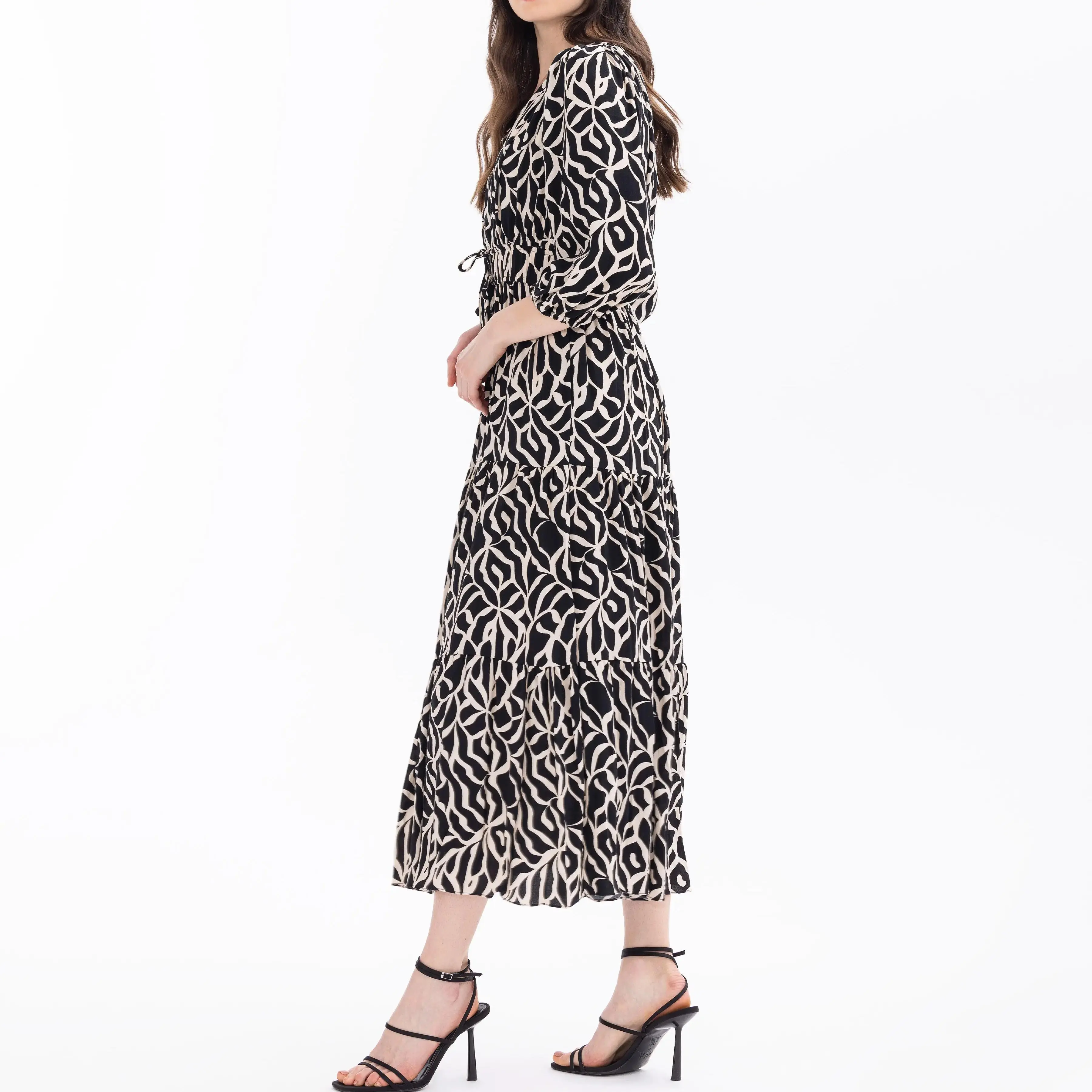 custom V-neckline long sleeve dress
