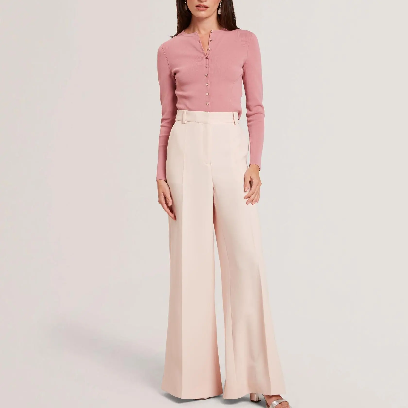 Custom Ultra Wide Leg Woven Tailored Trousers