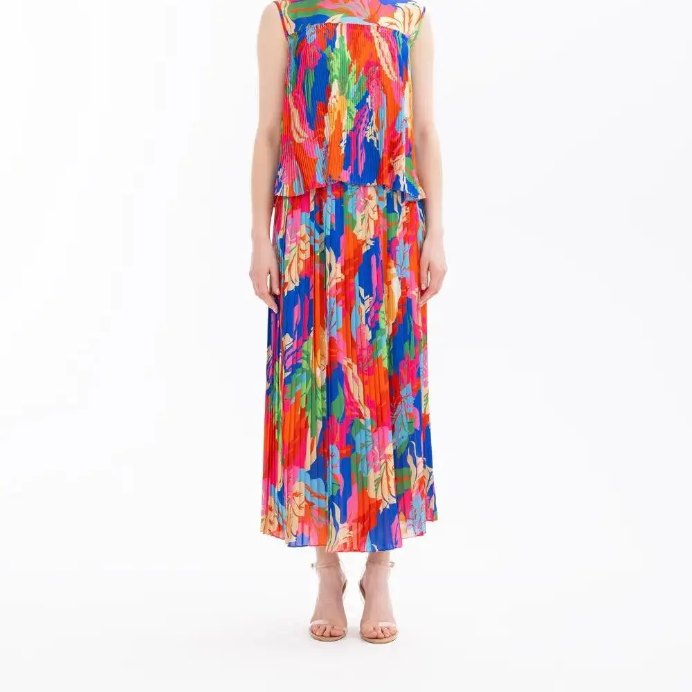 custom floral elastic waist skirt