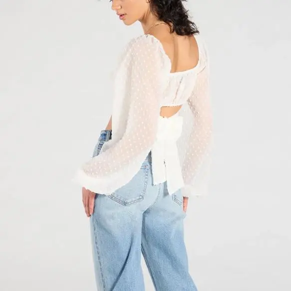 OEM ODM Wome Tie-Back Polka Dot Crop Top.jpg