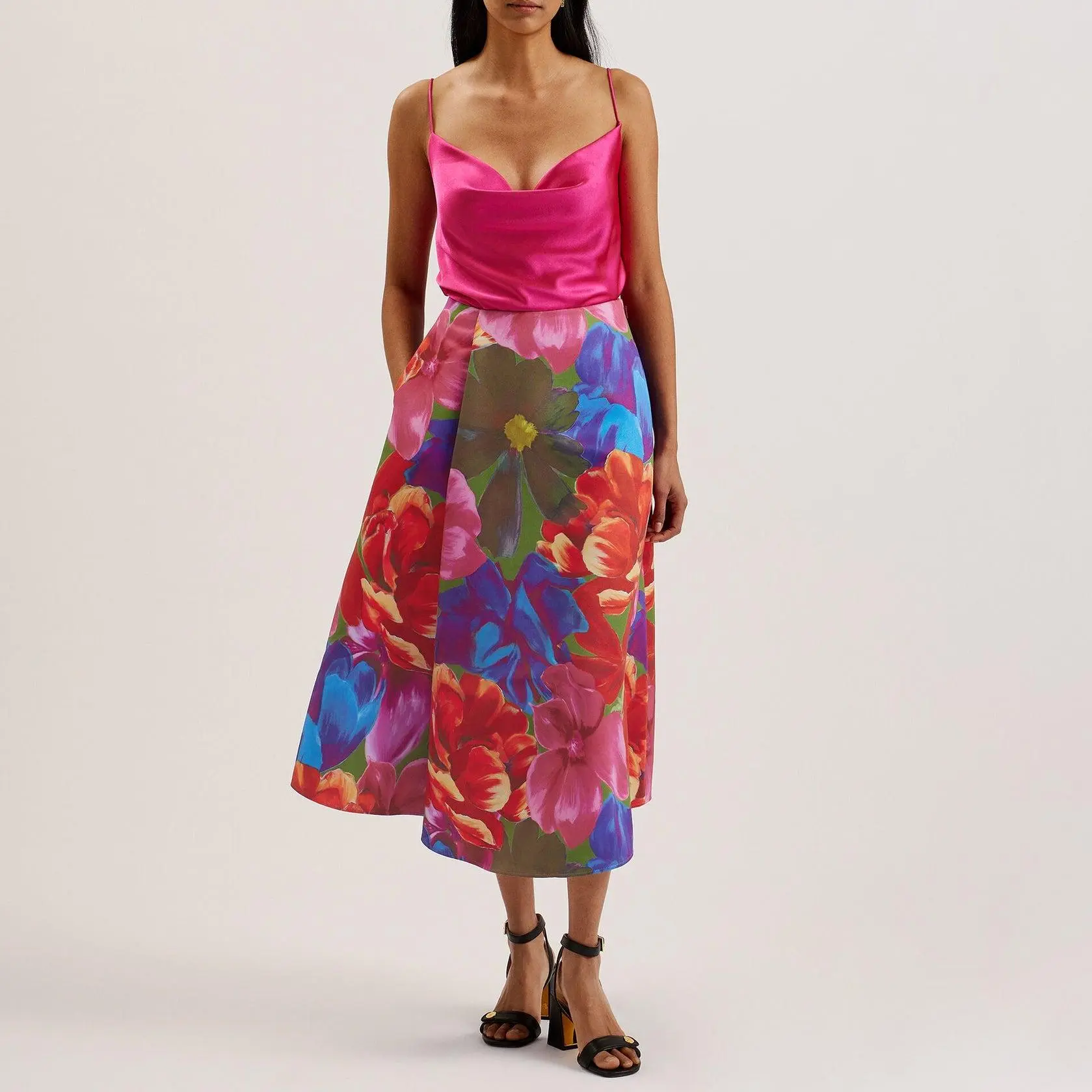Custom Printed Wrap Midi Skirt