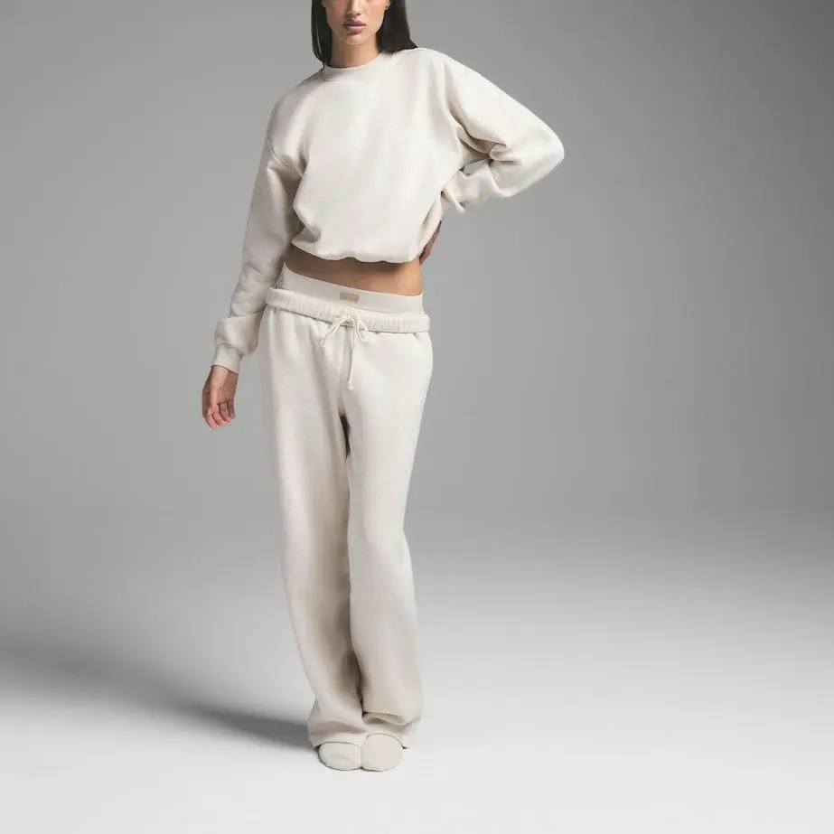 Factory Autumn Winter Solid Color Round Neck Pullover Fashion Casual Long Sleeve Women Hoodies