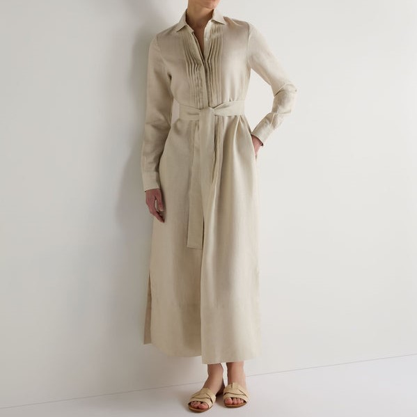 Chic Belted Linen Shirtdress for Women