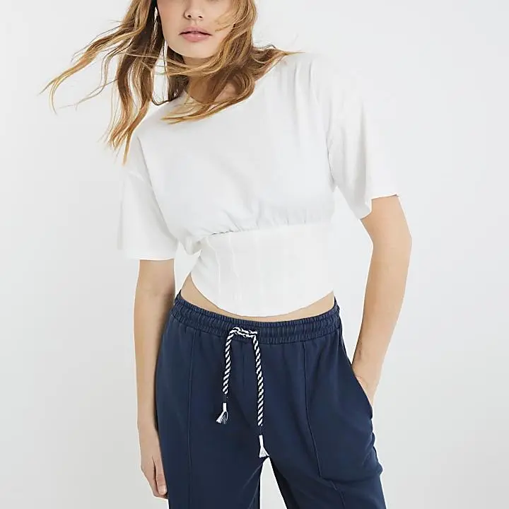 Custom Short Sleeve Corset Hem T-shirt