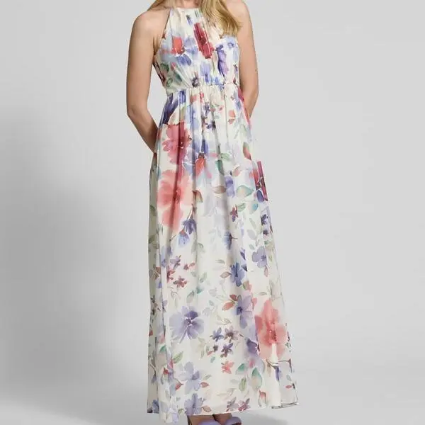Custom Knee-length dress with V-neck in light blue