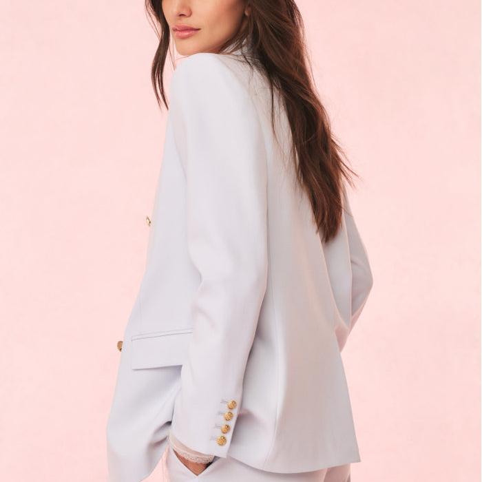 Factory custom women jacket Wool-Blend Double-Breasted Blazer .jpg