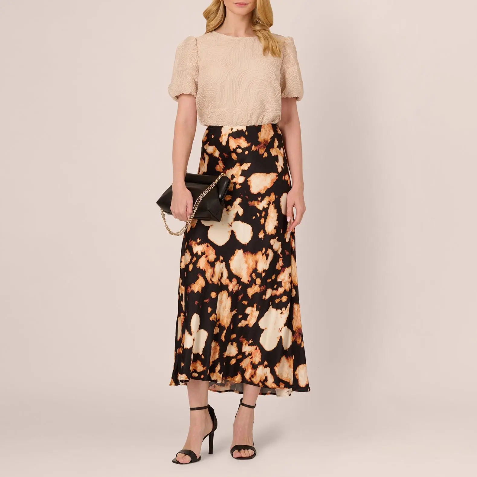 Custom Printed Satin A Line Maxi Skirt