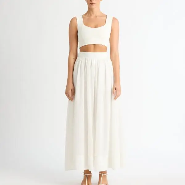 ODM Clothing factory custom Cream Midi Skirt Supplier