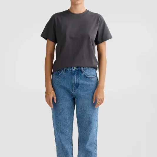 Factory Custom Dark Grey Classic Crew - Neck Short - Sleeve T - Shirt