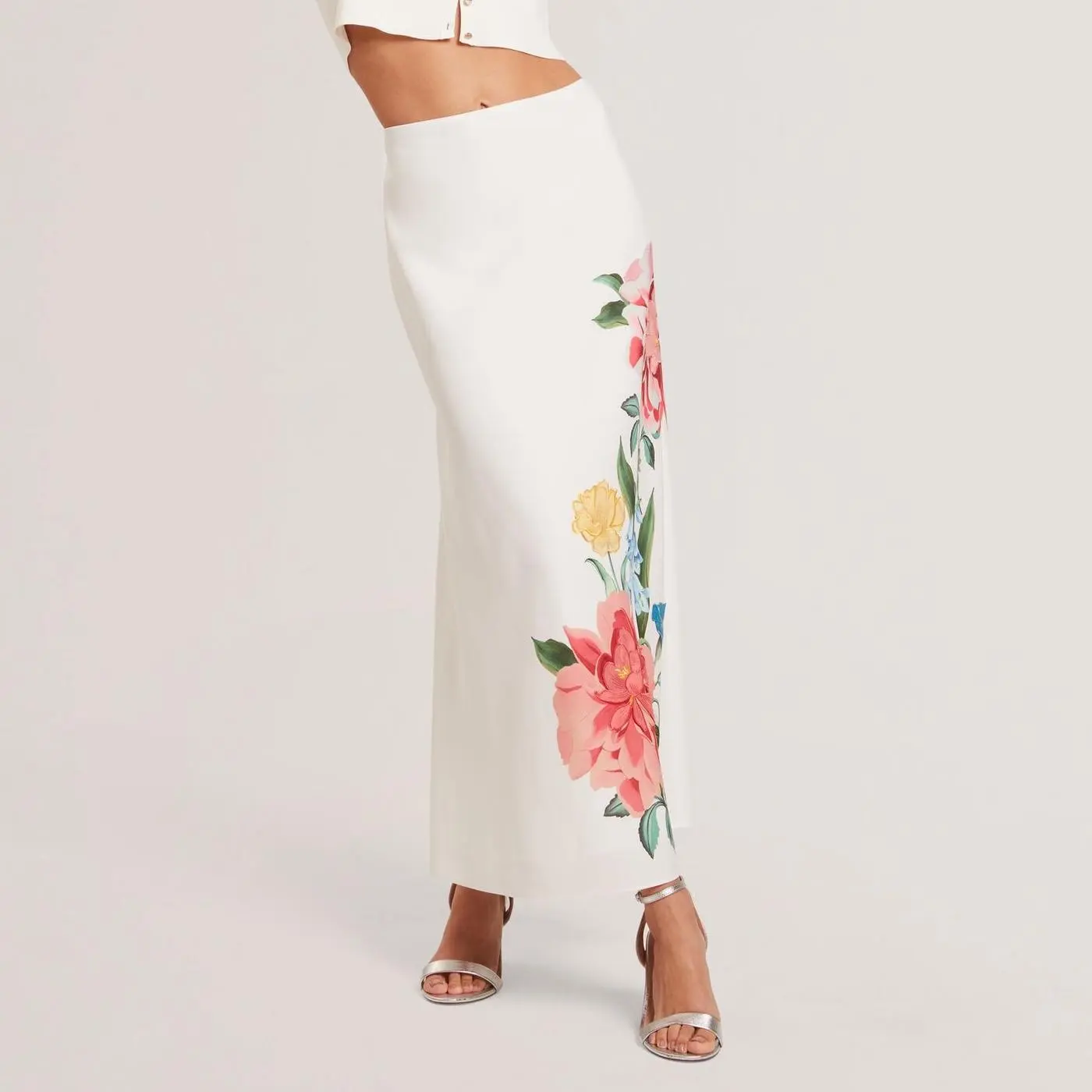 Floral Print Detail Column Midi Skirt (2).jpg