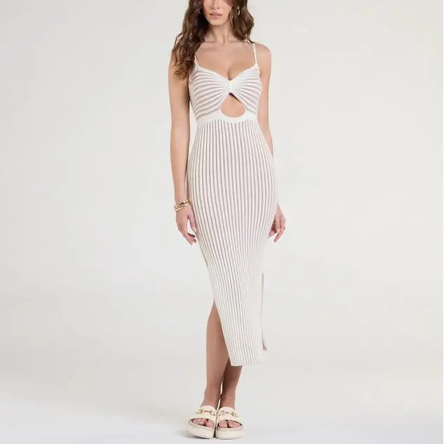 OEM ODM Easily Stunning Cutout Striped Midi casual women Dress