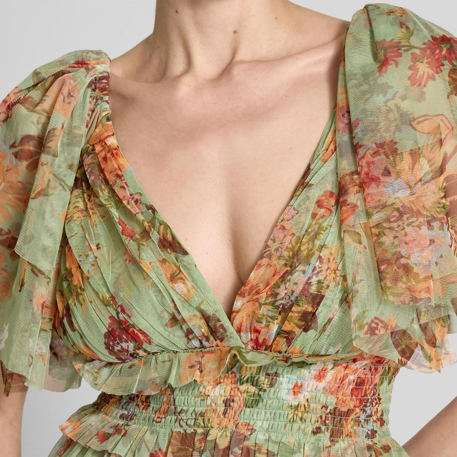 Cocktail dress with ruffle trim in green (3).jpg
