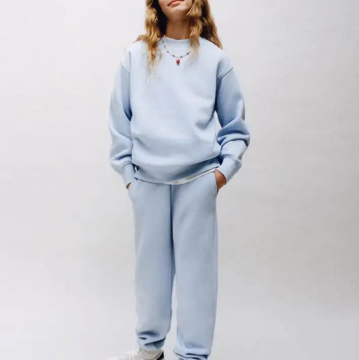 Light Blue Crew Neck Sweatshirt and Jogger Set