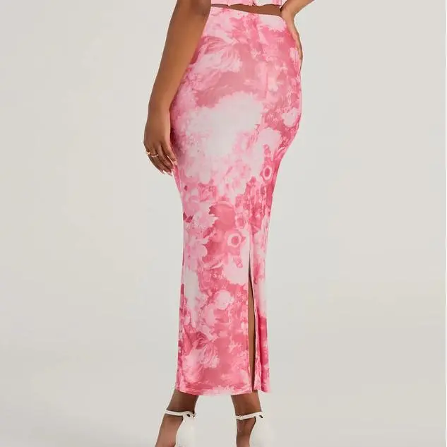 Custom Floral Sensation High Rise women's long skirt.jpg